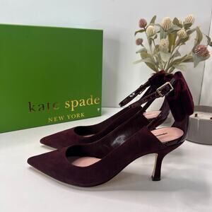 Kate Spade NY Sheena Suede Bow Pumps Pointed Toe Deep Russet Women 7.5M